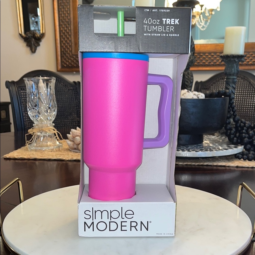 Simple Modern Pink and Purple 40oz.Trek Tumbler with Straw Lid